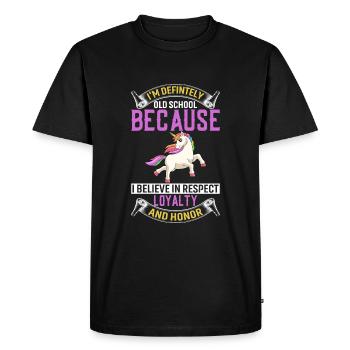 Définitivement Old School parce que je crois au respect - T-shirt Premium bio Homme - noir - Devant - Nico (187cm)