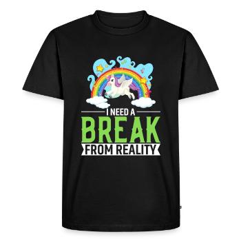 J’ai besoin d’une pause de la réalité - T-shirt Premium bio Homme - noir - Devant - Nico (187cm)