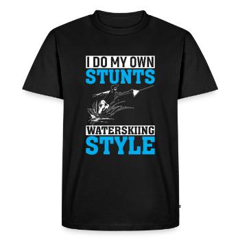 I Do My Own Stunts Waterskiing Style - Men's Premium Organic T-Shirt - black - Front - Nico (187cm)