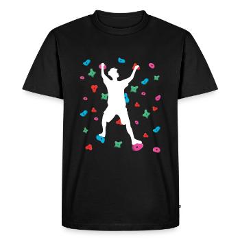 Mur d’intérieur Escalade Boulder Bouldering - T-shirt Premium bio Homme - noir - Devant - Nico (187cm)