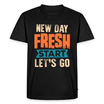 New Day Fresh Start Let's Go - Men's Premium Organic T-Shirt - black - Front - Nico (187cm)