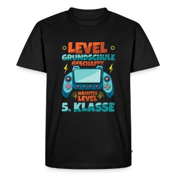 Niveau de l’école élémentaire Terminé Niveau 5 suivant. - T-shirt Premium bio Homme - noir - Devant - Nico (187cm)