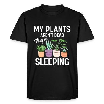 Mes plantes ne sont pas mortes, elles dorment - T-shirt Premium bio Homme - noir - Devant - Nico (187cm)