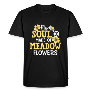 Mon âme est faite de fleurs de prairie - T-shirt Premium bio Homme - noir - Devant - Nico (187cm)