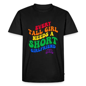 Chaque grande fille a besoin d’une petite amie courte - T-shirt Premium bio Homme - noir - Devant - Nico (187cm)