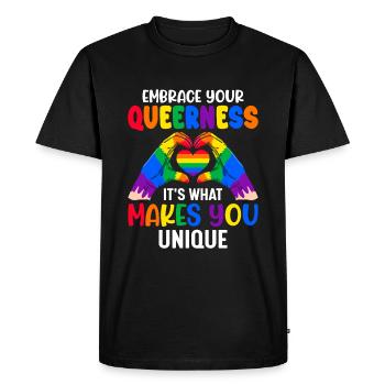 Embrassez votre identité queer, c’est ce qui vous rend unique. - T-shirt Premium bio Homme - noir - Devant - Nico (187cm)