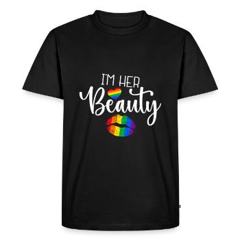 Je suis sa beauté - T-shirt Premium bio Homme - noir - Devant - Nico (187cm)