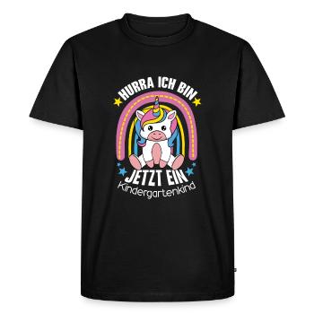 Hourra de maternelle, j’en suis un maintenant - T-shirt Premium bio Homme - noir - Devant - Nico (187cm)