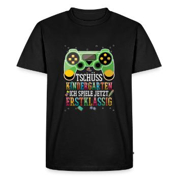 Bye bye kindergarten I'm playing first class now - Men's Premium Organic T-Shirt - black - Front - Nico (187cm)