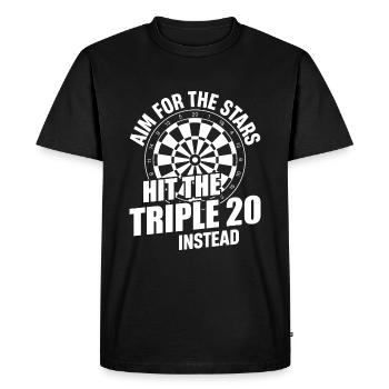 Aim For The Stars, Hit The Triple 20 Instead - Men's Premium Organic T-Shirt - black - Front - Nico (187cm)