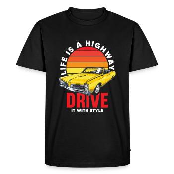 Life Is A Highway Drive It With Style - Men's Premium Organic T-Shirt - black - Front - Nico (187cm)