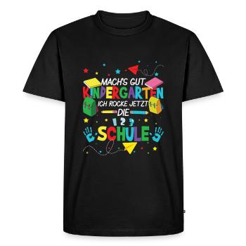Prends soin de la maternelle Je suis à l’école maintenant - T-shirt Premium bio Homme - noir - Devant - Nico (187cm)
