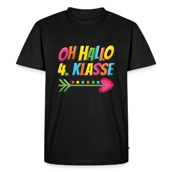 Oh bonjour l’école de 4e année - T-shirt Premium bio Homme - noir - Devant - Nico (187cm)