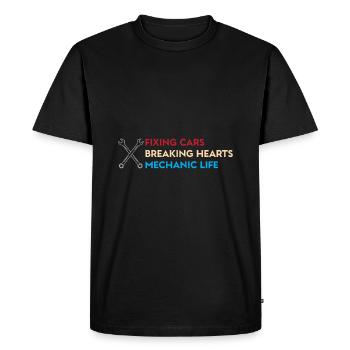 Fixing Cars, Breaking Hearts – Mechanic Life - Men's Premium Organic T-Shirt - black - Front - Nico (187cm)