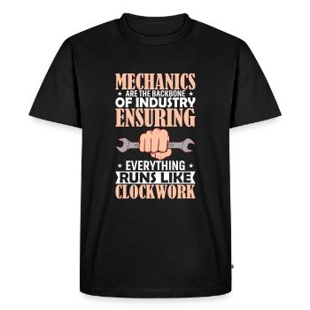 Mechanics Are The Backbone Of Industry, Ensuring T - Men's Premium Organic T-Shirt - black - Front - Nico (187cm)