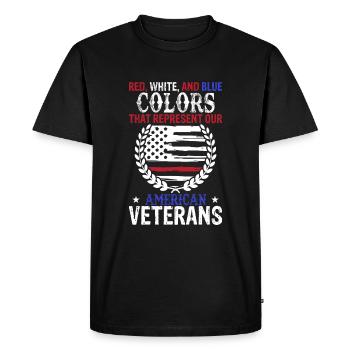 Rouge, blanc et bleu - couleurs qui représentent notre A - T-shirt Premium bio Homme - noir - Devant - Nico (187cm)