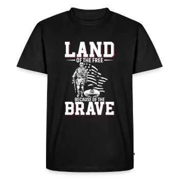 Terre de la liberté, à cause des braves. - T-shirt Premium bio Homme - noir - Devant - Nico (187cm)