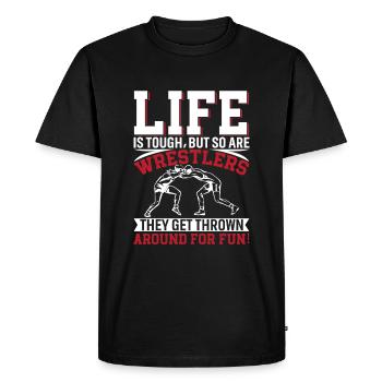 La vie est dure, mais les lutteurs aussi - ils se débarrassent de la vie - T-shirt Premium bio Homme - noir - Devant - Nico (187cm)
