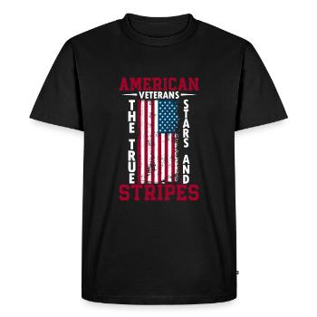 Vétérans américains : les vraies étoiles et rayures. - T-shirt Premium bio Homme - noir - Devant - Nico (187cm)