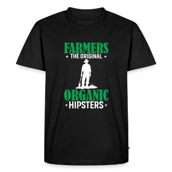 Farmers: The Original Organic Hipsters - Men's Premium Organic T-Shirt - black - Front - Nico (187cm)