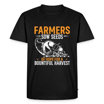 Des agriculteurs sèment des graines d’espoir pour une récolte abondante - T-shirt Premium bio Homme - noir - Devant - Nico (187cm)