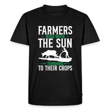 Farmers Rise With The Sun, Tending To Their Crops - Men's Premium Organic T-Shirt - black - Front - Nico (187cm)
