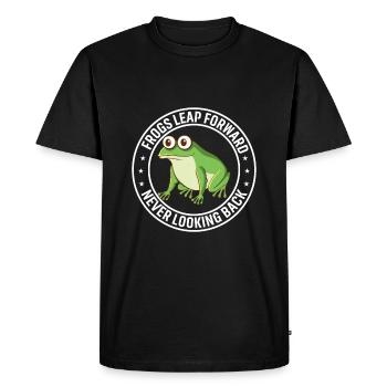 Frogs Leap Forward, Never Looking Back. - Men's Premium Organic T-Shirt - black - Front - Nico (187cm)