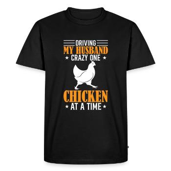 Rendre mon mari fou un poulet à la fois - T-shirt Premium bio Homme - noir - Devant - Nico (187cm)