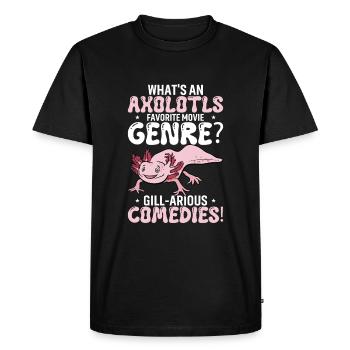 What'S An Axolotl'S Favorite Movie Genre? Gill-Ari - Men's Premium Organic T-Shirt - black - Front - Nico (187cm)