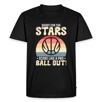 Visez les étoiles, marquez comme un pro, sortez ! - T-shirt Premium bio Homme - noir - Devant - Nico (187cm)