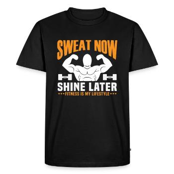 Sweat Now, Shine Later - Fitness Is My Lifestyle. - Men's Premium Organic T-Shirt - black - Front - Nico (187cm)