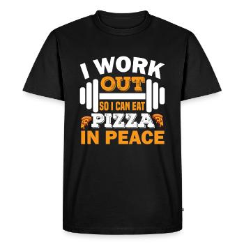 Je m’entraîne pour pouvoir manger de la pizza en paix. - T-shirt Premium bio Homme - noir - Devant - Nico (187cm)