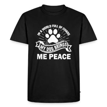 In A World Full Of Chaos, My Dog Brings Me Peace. - Men's Premium Organic T-Shirt - black - Front - Nico (187cm)