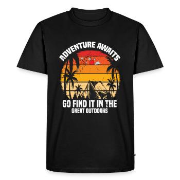 L’aventure vous attend, allez la trouver en plein air - T-shirt Premium bio Homme - noir - Devant - Nico (187cm)