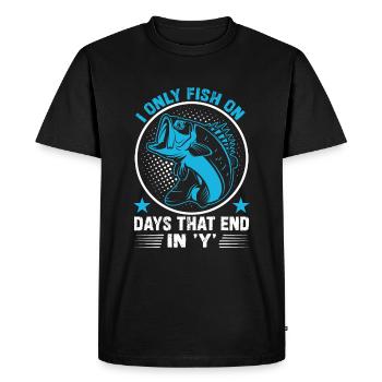 Je ne pêche que les jours qui se terminent par 'Y' - T-shirt Premium bio Homme - noir - Devant - Nico (187cm)