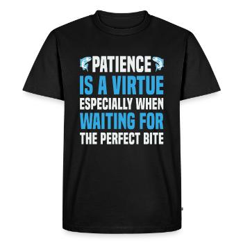La patience est une vertu, surtout lorsqu’on attend - T-shirt Premium bio Homme - noir - Devant - Nico (187cm)