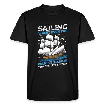 Sailing: Where Even The Calmest Seas Can Turn You - Men's Premium Organic T-Shirt - black - Front - Nico (187cm)
