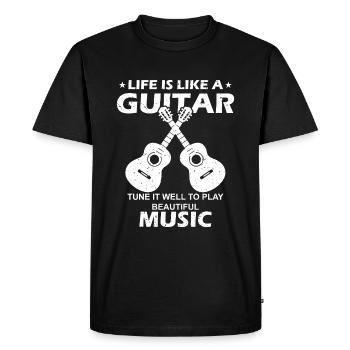 La vie est comme une guitare, accordez-la bien pour jouer de la beauté - T-shirt Premium bio Homme - noir - Devant - Nico (187cm)