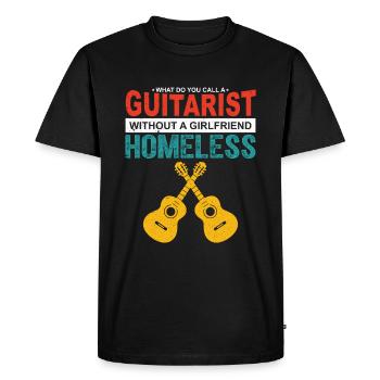 Comment appelle-t-on un guitariste sans petite amie ? - T-shirt Premium bio Homme - noir - Devant - Nico (187cm)