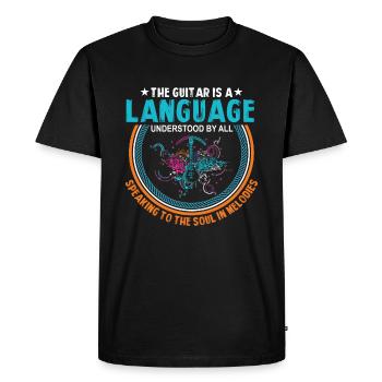The Guitar Is A Language Understood By All, Speaki - Men's Premium Organic T-Shirt - black - Front - Nico (187cm)