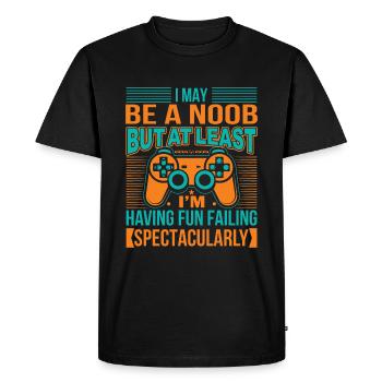 I May Be A Noob, But At Least I'm Having Fun Faili - Men's Premium Organic T-Shirt - black - Front - Nico (187cm)