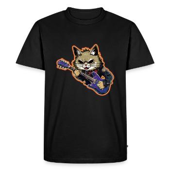 Musician Cat Rocker Electric Guitar Instruments - Men's Premium Organic T-Shirt - black - Front - Nico (187cm)