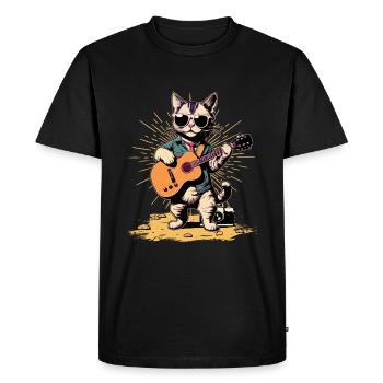 Musician Cat Rocker Acoustic Guitar Instruments - Men's Premium Organic T-Shirt - black - Front - Nico (187cm)