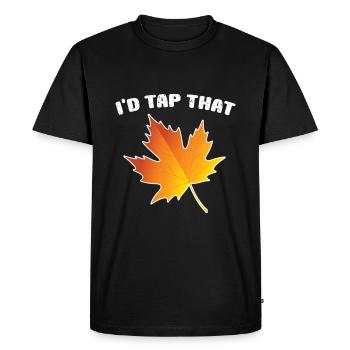 I'd Tap That Maple Tapping Maple Tree Maple Leaf - Men's Premium Organic T-Shirt - black - Front - Nico (187cm)