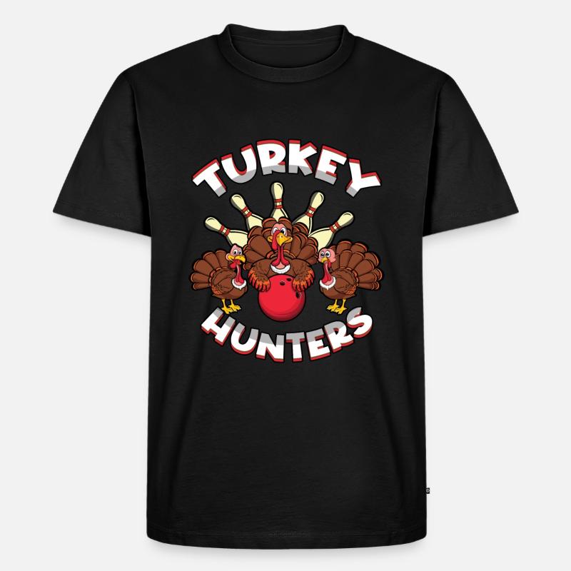 Truthahnjäger Truthahn Bowling Pin Thanksgiving - Männer Premium Bio T-Shirt - Schwarz