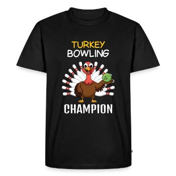 Champion de bowling de dinde Bowling Thanksgiving - T-shirt Premium bio Homme - noir - Devant - Nico (187cm)