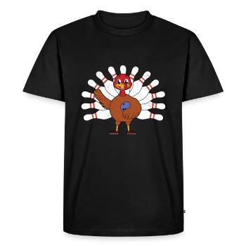 Kawaii Turkey Thanksgiving Turkey Bowling - Men's Premium Organic T-Shirt - black - Front - Nico (187cm)