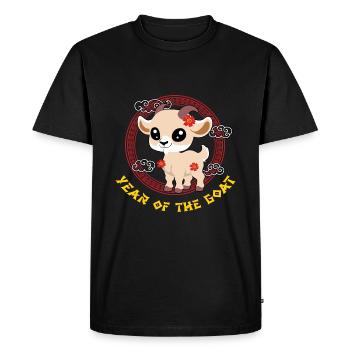 Year Of Goat Cute Zodiac Kawaii New Year - Men's Premium Organic T-Shirt - black - Front - Nico (187cm)