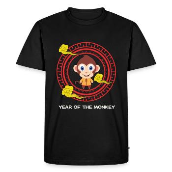 Year Of The Monkey Kawaii Zodiac Chinese New Year - Men's Premium Organic T-Shirt - black - Front - Nico (187cm)