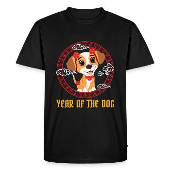 Année Du Chien Mignon Kawaii Nouvel An Chinois - T-shirt Premium bio Homme - noir - Devant - Nico (187cm)